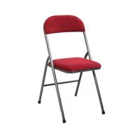 Chaise velours rouge armature inox