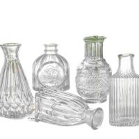 Lot de 6 petits vases dépareillés transparents
